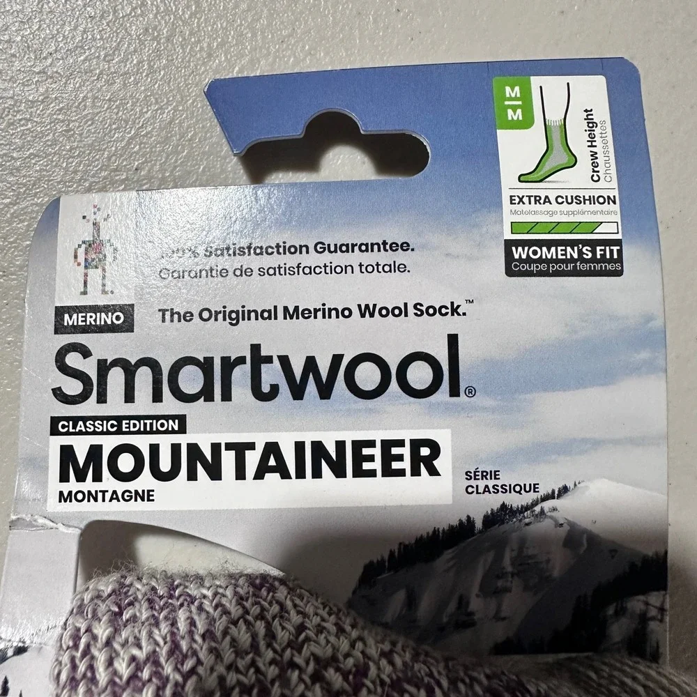 Smartwool Mountaineer Merino Wool Extra Cushion Crew Socks Womens M Taupe Purple